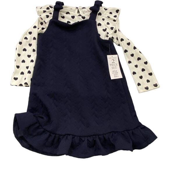 RARE EDITIONS Toddler Girls Knit Jumper with Heart Pattern Top - Picture 2 of 7